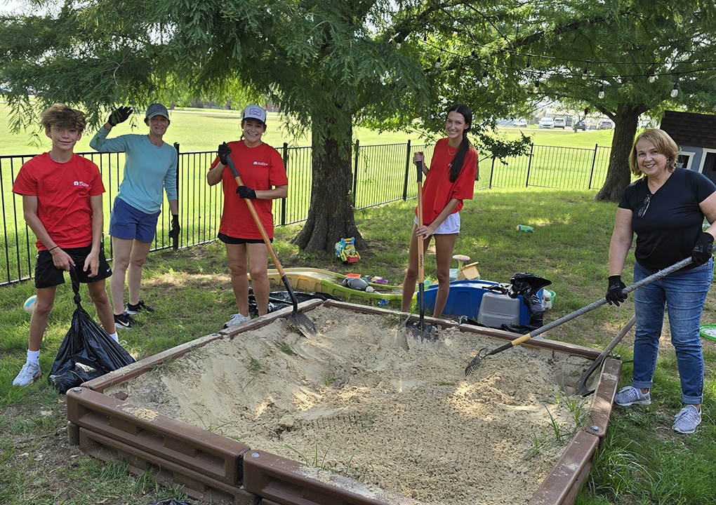 Group of volunteers helping with outdoor project