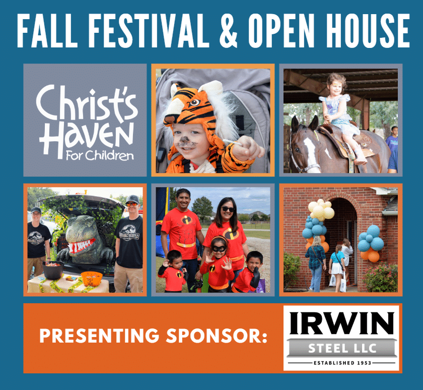 Image for the fall festival event, with images of people at the event and the logo of the sponsor
